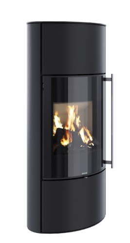 Poêle à bois Hemisph'R L de Morvan, avec une puissance de 6,3 kW, disponible en finition anthracite ou pierre ollaire pour une rétention de chaleur durable. Ce modèle sans rotation propose un vaste espace de rangement pour les bûches et un accumulateur thermique pour prolonger la diffusion de chaleur, idéal pour les maisons à isolation renforcée.